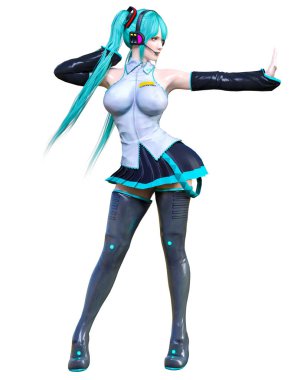 3d çizgi roman cosplay anime kız.