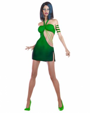 Güzel kadın kısa gece mini elbisesi. Daha iyi kıyafetler koleksiyonu. Parlak makyaj. Kadın stüdyo fotoğrafı. Kavramsal moda sanatı..