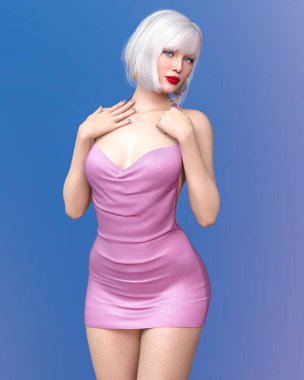 Güzel kadın kısa gece mini elbisesi. Daha iyi kıyafetler koleksiyonu. Parlak makyaj. Kadın stüdyo fotoğrafı. Kavramsal moda sanatı..