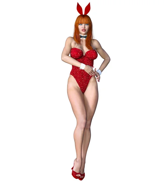 Bunny Girl Sexy Woman Long Legs Swimsuit Corset Shoes Conceptual — 스톡 사진