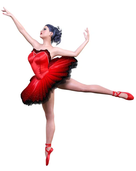 Bailarina Bailadora Rojo Tututu Dark Pelo Chica Ojos Azules Ballet — Foto de Stock