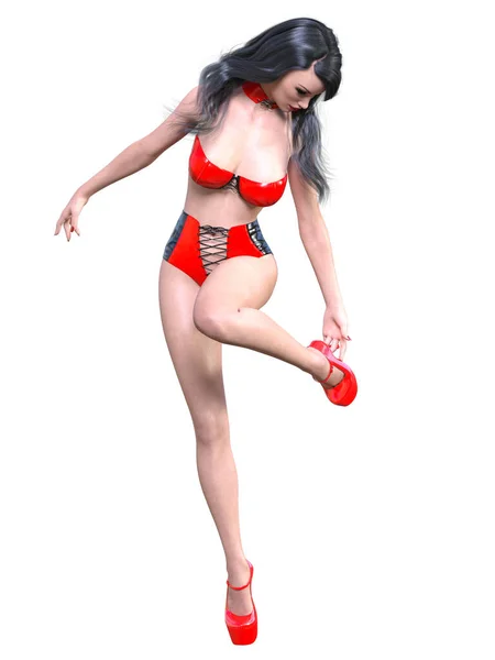 Große Sexy Frau Minimalistischer Extravaganter Sexy Latex Body Suite Konzeptkunst — Stockfoto