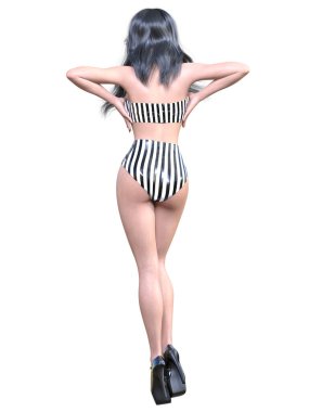 Minimalist müsrif seksi lateks süitteki uzun seksi kadın. Kavramsal moda sanatı. Baştan çıkarıcı samimi poz. 3 boyutlu canlandırma. Stüdyo, yüksek anahtar.