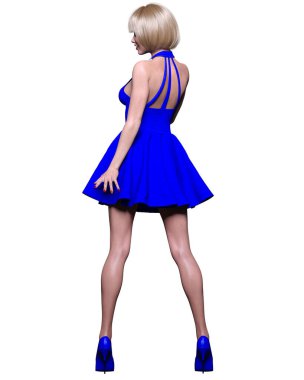 Güzel sarışın kadın kısa elbise. Daha iyi kıyafetler. Parlak makyaj. Kadın fotoğraf stüdyosu. Kavramsal moda sanatı..