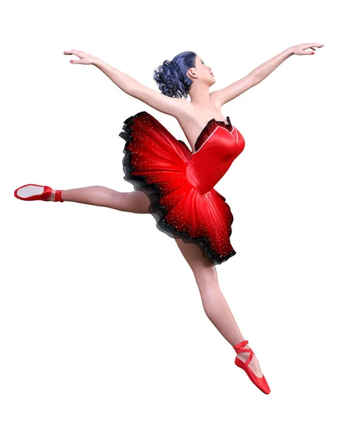 Dance Ballerina Red Balbaltu Dark Hair Girl Blue Eyes Ballet — 스톡 사진