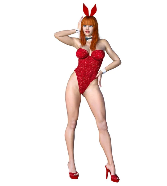 Bunny Girl Sexy Woman Long Legs Swimsuit Corset Shoes Conceptual — 스톡 사진