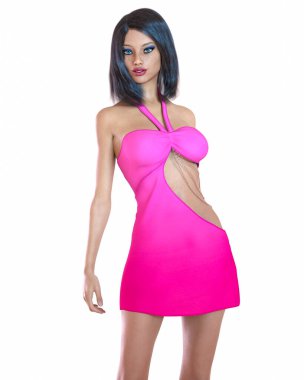 Güzel kadın kısa gece mini elbisesi. Daha iyi kıyafetler koleksiyonu. Parlak makyaj. Kadın stüdyo fotoğrafı. Kavramsal moda sanatı..