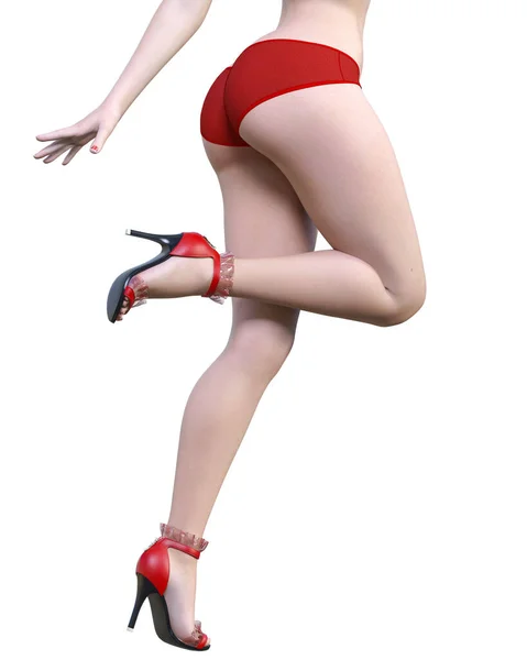 Όμορφη Σέξι Γυναικεία Πόδια Κόκκινα Παντελόνια Και Σανδάλια Γυναίκα Στούντιο — Φωτογραφία Αρχείου