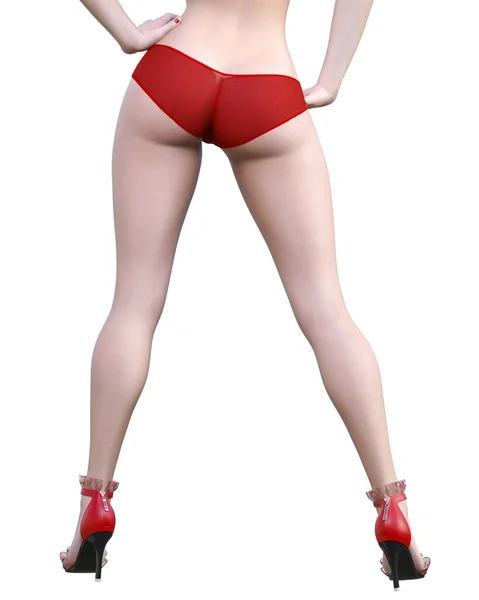 Hermosas Piernas Femeninas Sexy Pantalones Rojos Sandalias Mujer Estudio Fotografía — Foto de Stock