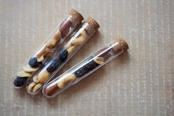 Trail mix in text tubes