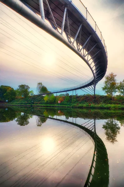 Ponte Sul Canale Dortmund Ems Ripshorst Vicino Oberhausen — Foto Stock