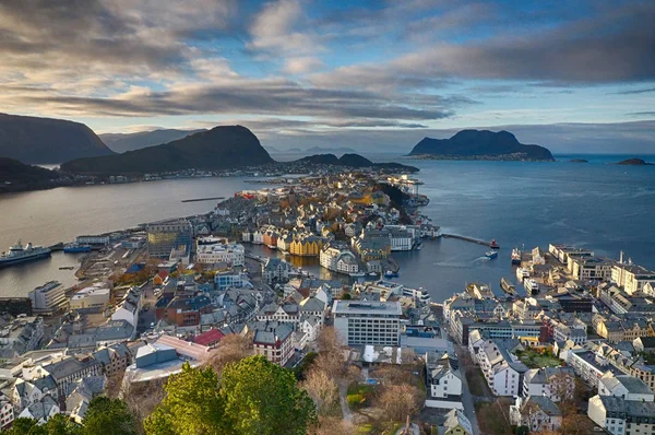 Vue Alesund Norvège Depuis Montagne Askla — Photo