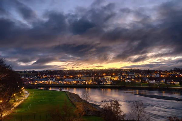 Nascer Sol Inverno Trondheim Noruega — Fotografia de Stock