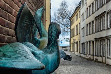 Düsseldorf Almanya tarihi merkezinde sokak