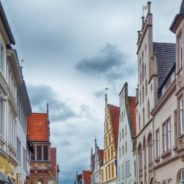 Facades in the historical centre of Lemgo in Germany.