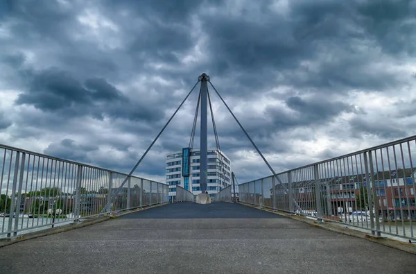 Nový Most Pro Pěší Přístavu Leer Německu — Stock fotografie