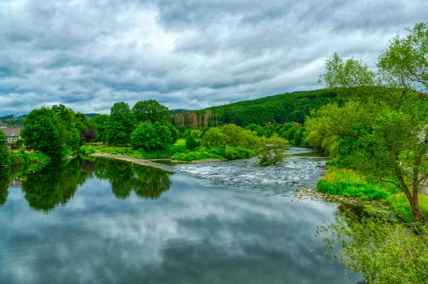 Brücke Wehr Über Die Sieg Bei Dattenfeld — Stockfoto