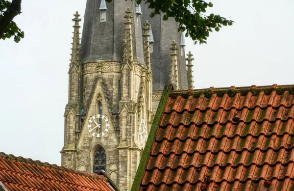 Kostelní Věž Staré Střechy Billerbecku Německu — Stock fotografie