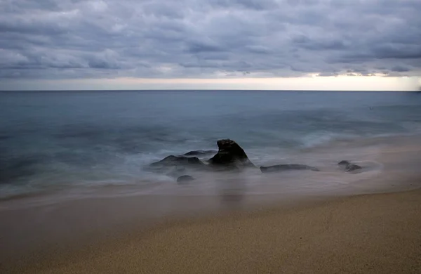 Rocher Sur Plage Après Coucher Soleil Los Cabos Mexique Dehors — Photo