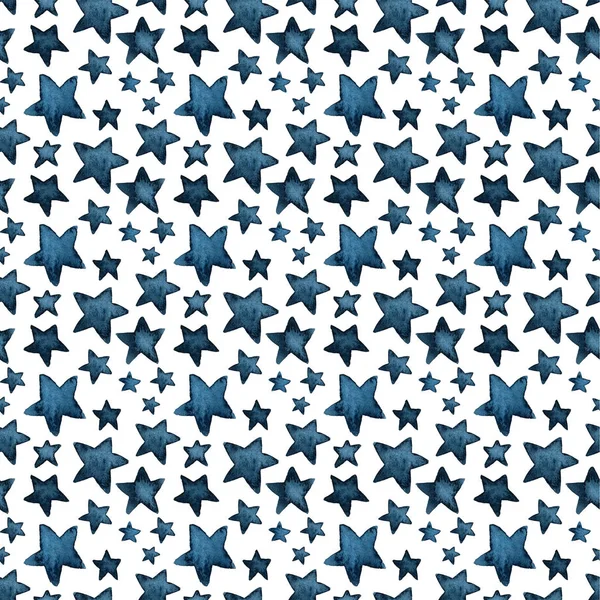 Grandes Étoiles Bleues Motif Aquarelle — Photo