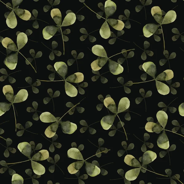 Клевер Акварель Зеленый Травяной Органической Природы Цветочный Бесшовный Рисунок Рисунок — стоковое фото