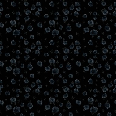 mavi çiçekler ve dallar, çivit bitkileri pürüzsüz desenler, suluboya vintage el çizimi illüstrasyon