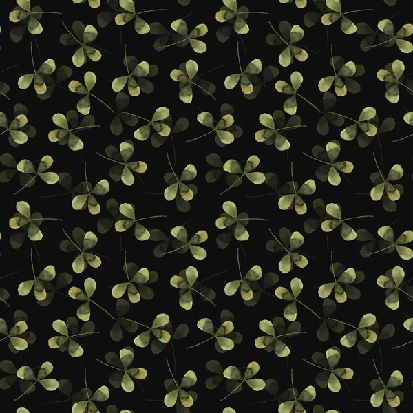 Trevo Aquarela Verde Ervas Orgânica Natureza Floral Sem Costura Padrão — Fotografia de Stock