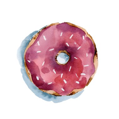 pembe donut suluboya çizimi