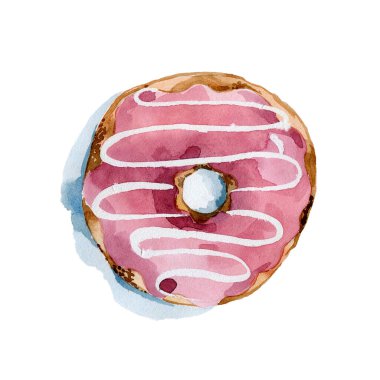 pembe donut suluboya çizimi