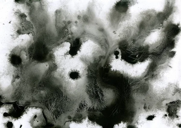 ブラックホワイトグレー抽象的な汚れの塊水彩の背景 — ストック写真