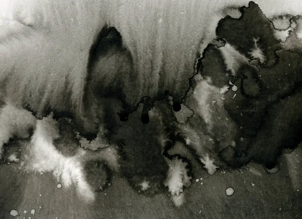 Чорне Чорнило Абстрактний Монохромний Фон Бризки Плями Ілюстрація Ручного Малювання — стокове фото