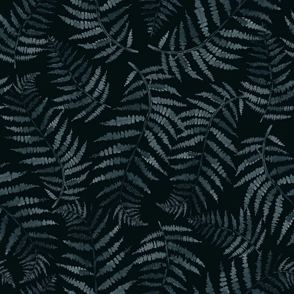 Гілка Папороті Індиго Синій Акварельний Малюнок Рук Безшовний Візерунок Ілюстрація — стокове фото