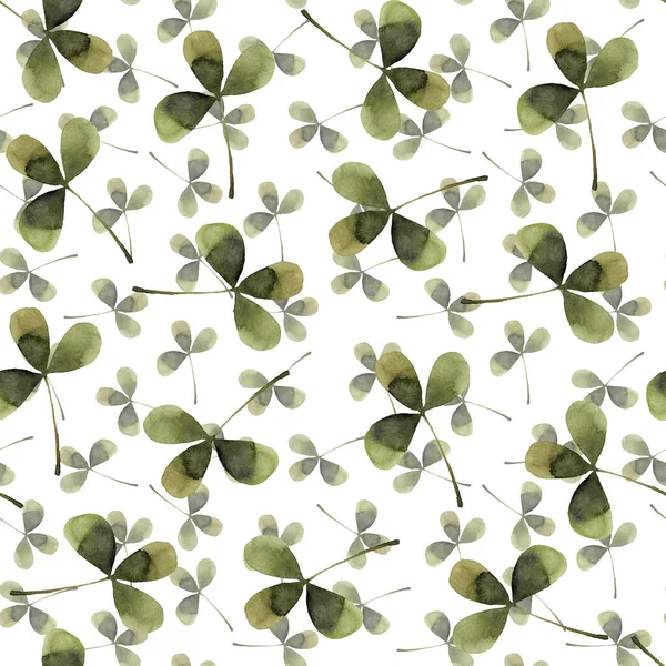 Клевер акварель зеленый зеленый травяной органической природы цветочный бесшовный рисунок картины — стоковое фото