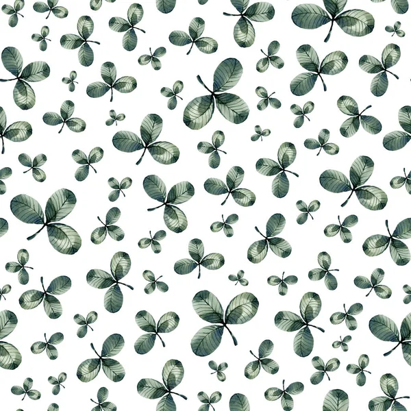 Клевер акварель зеленый зеленый травяной органической природы цветочный бесшовный рисунок картины — стоковое фото