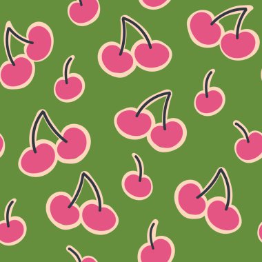 Vektör kiraz sağlıklı gıda Dikişsiz desen arka plan
