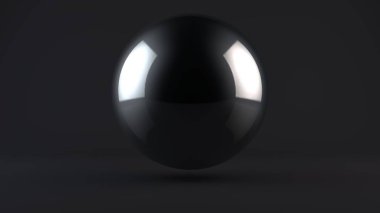 karanlık bir stüdyoda metal bir top 3D Illustration. Krom, titanyum, platin ve gümüş bir top. Soyutlama, 3d render.