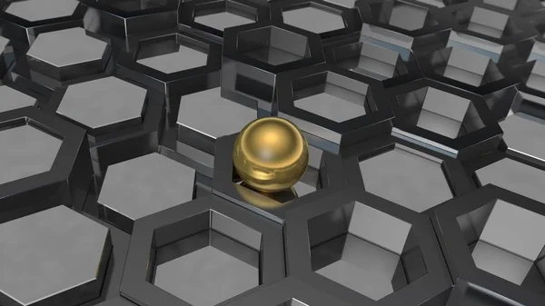 Ілюстрація Тла Множини Платинових Металів Золотих Кульок Сфери Ідея Бізнесу — стокове фото