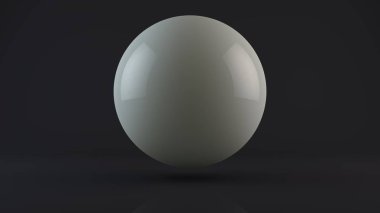 bir beyaz, süt topu, 3D illüstrasyon koyu bir stüdyoda bırakır. Bir damla beyaz metal veya süt. Soyutlama, 3d render.