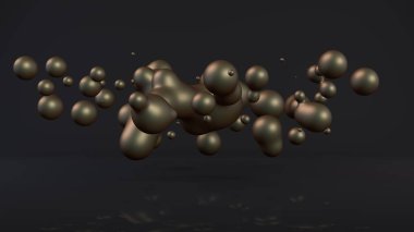 Erimiş değerli metal güzel 3d Illustration. Hafiflik içinde yüzen ve taraf için uçan bırakır. Soyut görüntüdeki karanlık bir boşluk. Zenginlik ve başarı anlayışı. 3D render