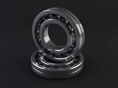 3D resimde iki bilye ile yansımaları, yakın çekim. Gücü, hassas işleme, güvenilirlik, ve hareket hızı fikri. 3D görüntü oluşturma mekanizması