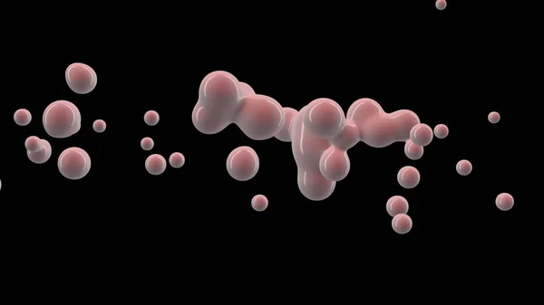 ストリームを飛んで マージ 無重力でピンクの液滴の抽象的なイラスト レンダリング — ストック写真