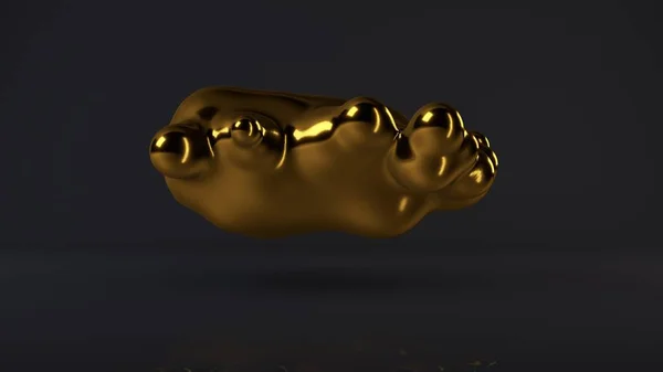Ilustración Gotas Oro Imagen Abstracta Líquido Oro Fundido Gravedad Cero — Foto de Stock