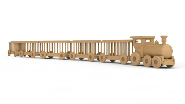 Illustration Wooden Locomotive Wagons Children Toy Model Souvenir Rendering Isolated — Stock Photo, Image