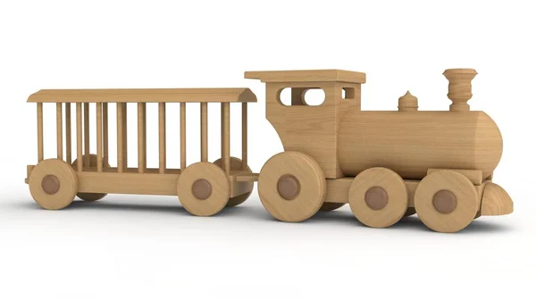 Ilustração Uma Locomotiva Madeira Carro Vazio Brinquedo Infantil Modelo Lembrança — Fotografia de Stock