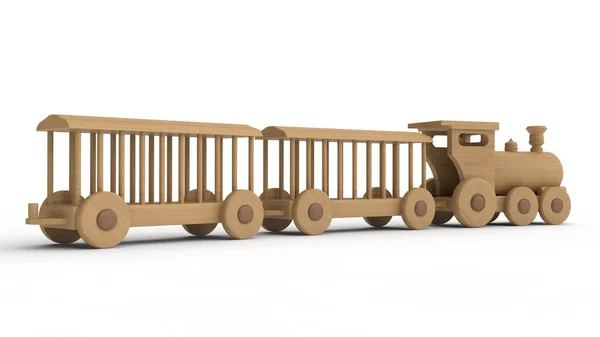Illustratie Van Een Houten Locomotief Wagons Kinder Speelgoed Model Souvenir — Stockfoto