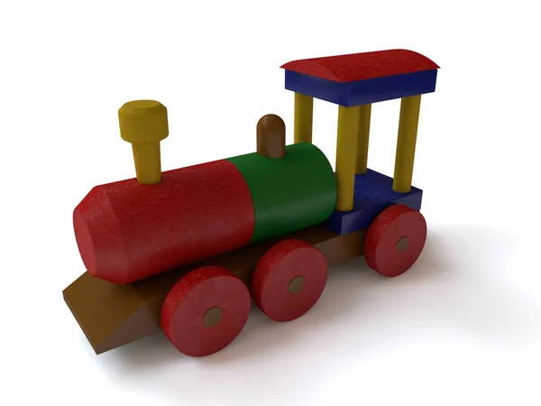 Illustration Von Holzspielzeug Eisenbahn Spielzeug Aus Holzelementen Transportdesigner Die Idee — Stockfoto