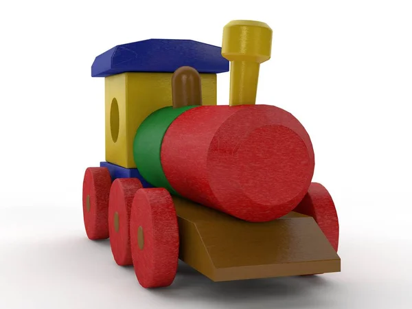 Illustration Wooden Toy Train Toy Wooden Elements Transport Designer Idea — Stock Photo, Image