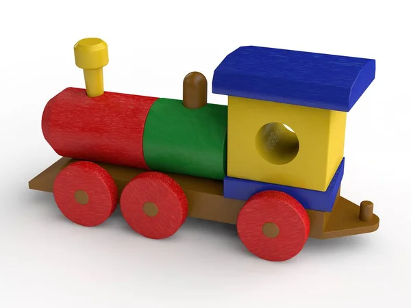 Απεικόνιση Του Ξύλινο Παιχνίδι Τρένο Παιχνίδι Από Ξύλινα Στοιχεία Σχεδιαστής — Φωτογραφία Αρχείου