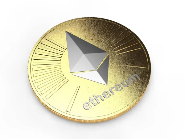 Illustration Ethereum Gold Coin Spots Surface International Cryptocurrency Idea Success — Stock Photo, Image