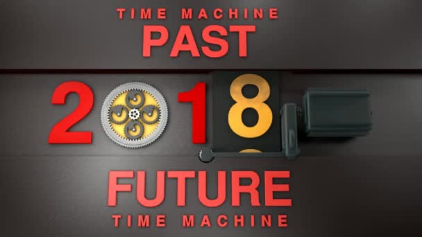 Анімація Механізму Машини Часу Яка Переміщує Дату 2018 Року 2019 — стокове відео